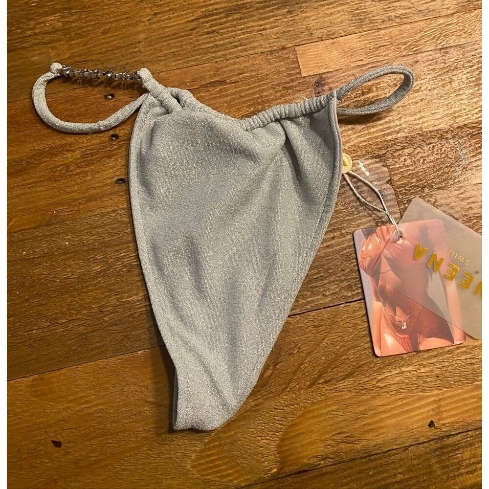 Neena Swim Small NWT glitter silver bikini bottom batch-A-silver sexy